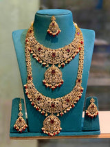 Victorian Polish with AD Stones Bridal Combo - Nakshatra Jewels