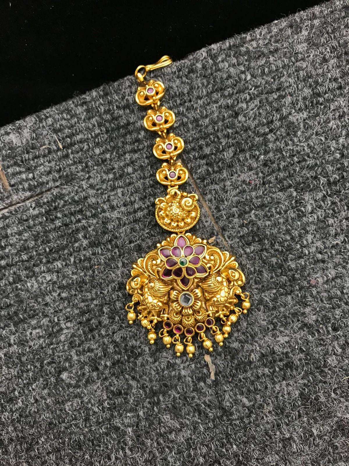 Nagasi work with Kempu Stones Tikka