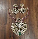Victorian Polish with AD and Mossianite Stones Bridal Necklace
