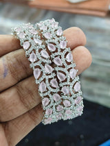 AD Stone Bangles (Silver polish) - Nakshatra Jewels