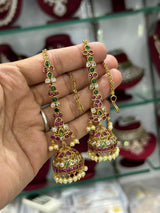 Kempu Jumkas with earrings