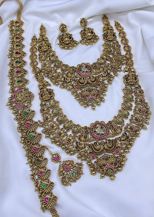 Nakshi Work with Kundan Stones Bridal Combo Set
