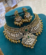 Victorian Polish with AD & Mossianite Stones Bridal Choker