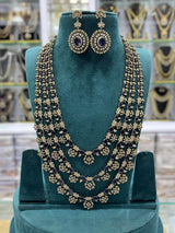 Victorian Polish with AD Stones Bridal Layer Haram - Nakshatra Jewels