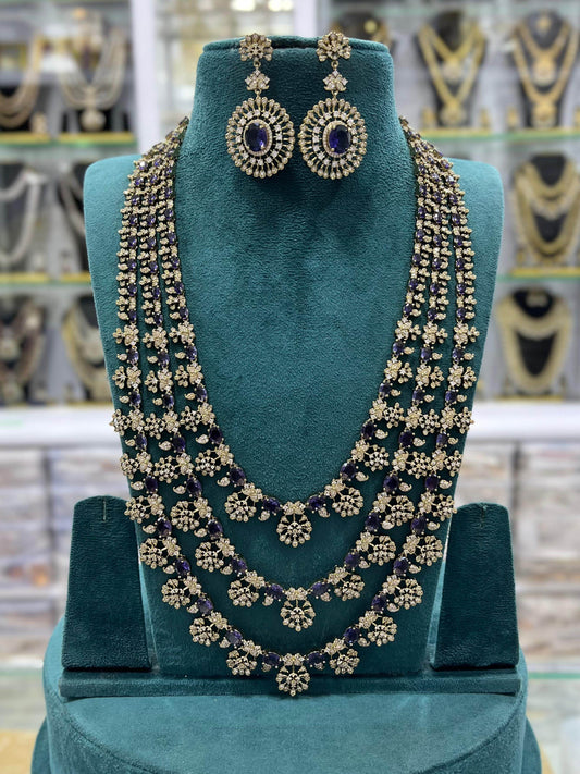 Victorian Polish with AD Stones Bridal Layer Haram - Nakshatra Jewels