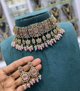 Victorian Polish with AD Stones Choker - Nakshatra Jewels