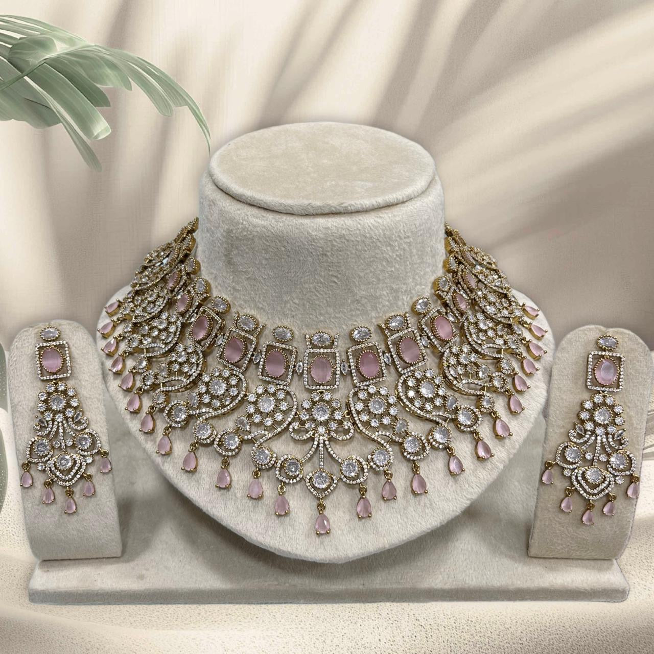 Victorian Polish with AD Stones Bridal Neck Set