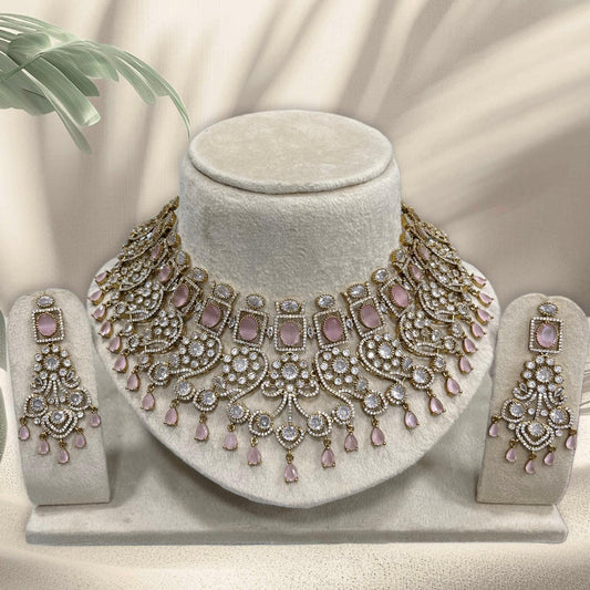 Victorian Polish with AD Stones Bridal Neck Set