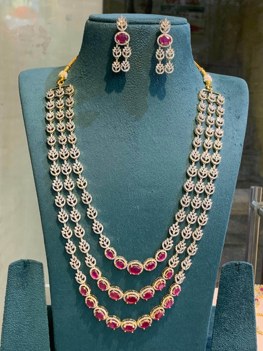 American Diamond Stones Bridal Layer Haram - Nakshatra Jewels