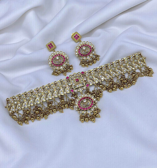Premium Matt withJaadu Kundan Stones Bridal Choker - Nakshatra Jewels