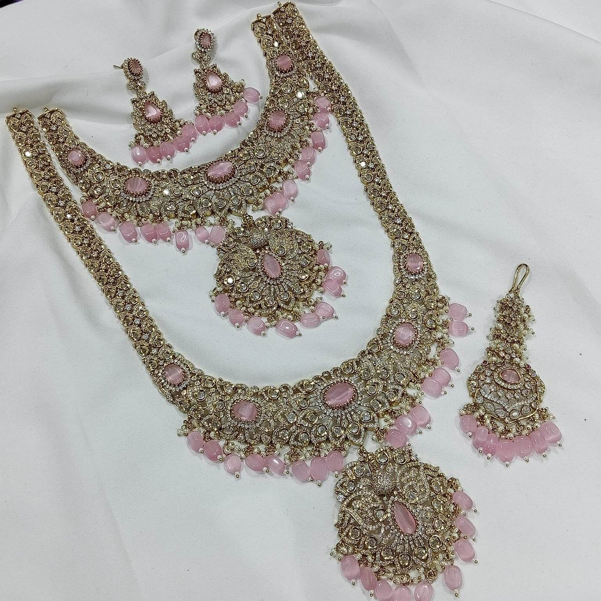 Victorian Polish with AD Stones Bridal Combo Set