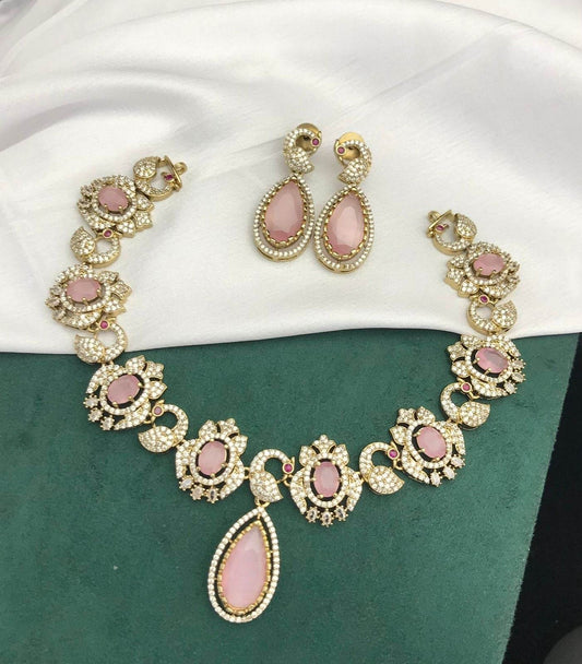 Victorian Polish AD Stones Necklace - Nakshatra Jewels
