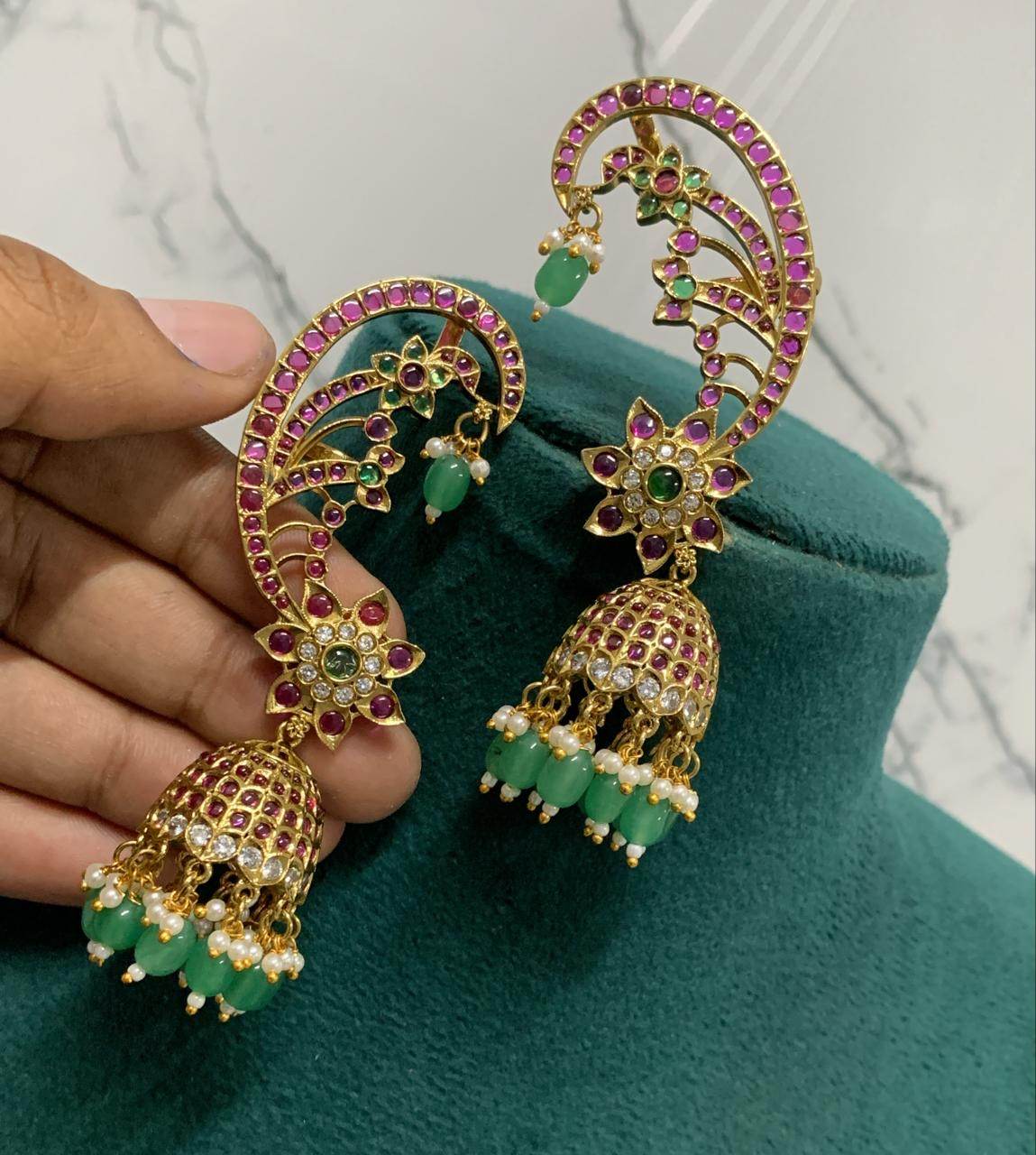 Kempu Stones Bridal Earcuffs