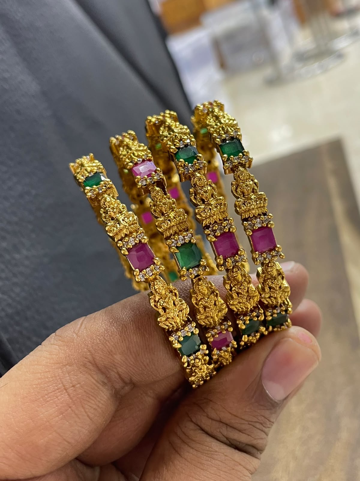 Premium Matt Kempu and AD Stone Bangles