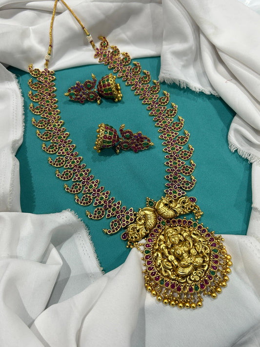 Nakshi Work with Kempu Stones Bridal Haram