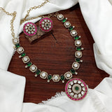Victorian Polish with Moissanite Stones Bridal Necklace - Nakshatra Jewels