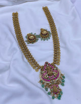 Nagasi work with Kundan Stones Bridal Kaasu Haram