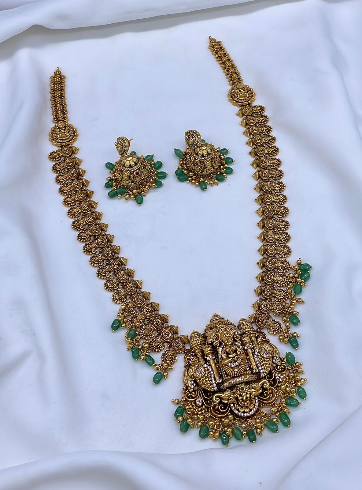 Nakshi work with AD and Kempu Stones Bridal Haram
