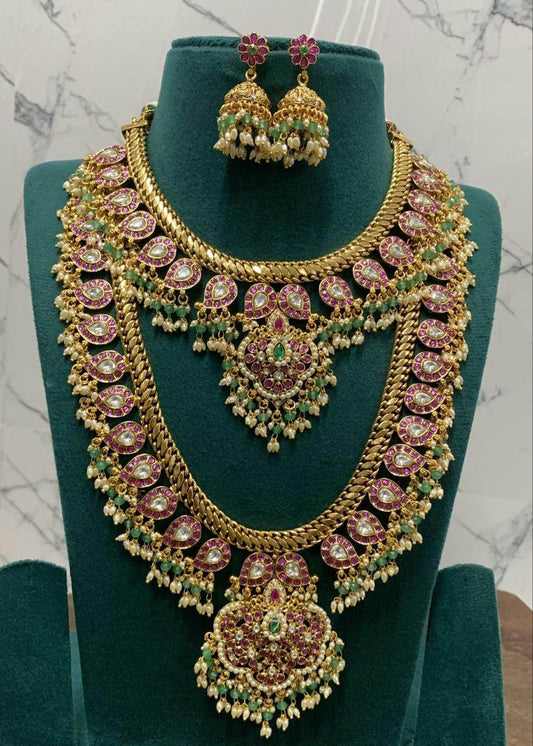 Jaadu Kundan Stones Bridal Combo set - Nakshatra Jewels