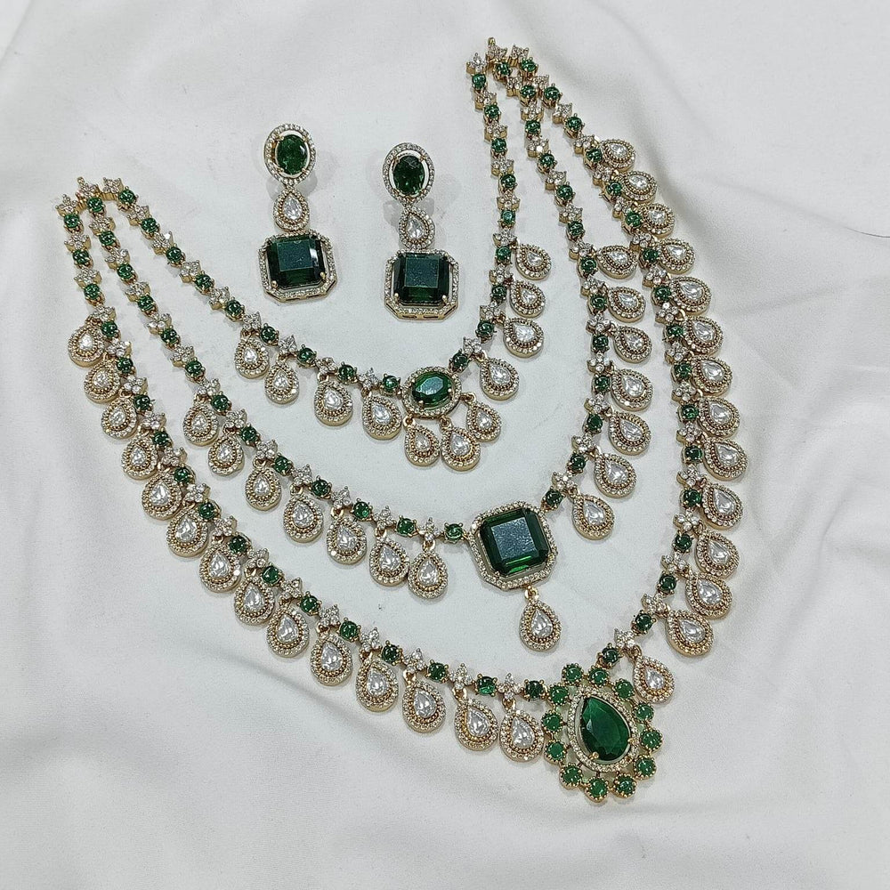 Victorian Polish with AD Stones Bridal Layer Haram - Nakshatra Jewels