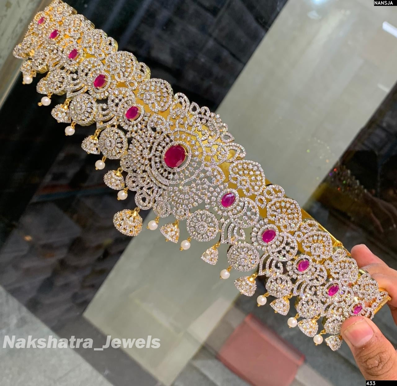 American Diamond Stones Bridal Hip Belt - Nakshatra Jewels