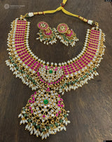 Kundan Stones Bridal Necklace with Guttapusal