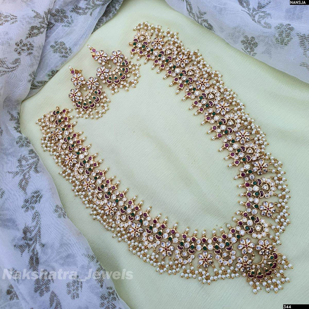 Premium Matt with Kempu & AD Stones Bridal Guttapusal Haram - Nakshatra Jewels