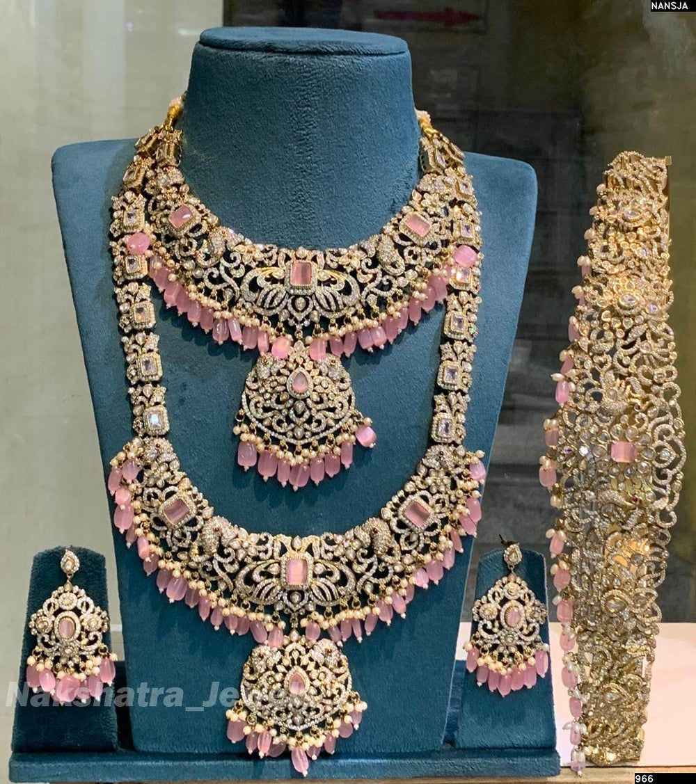 Victorian Polish AD Stones Bridal Set - Nakshatra Jewels