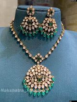 Victorian Polish with Moissanite Stones Bridal Necklace - Nakshatra Jewels