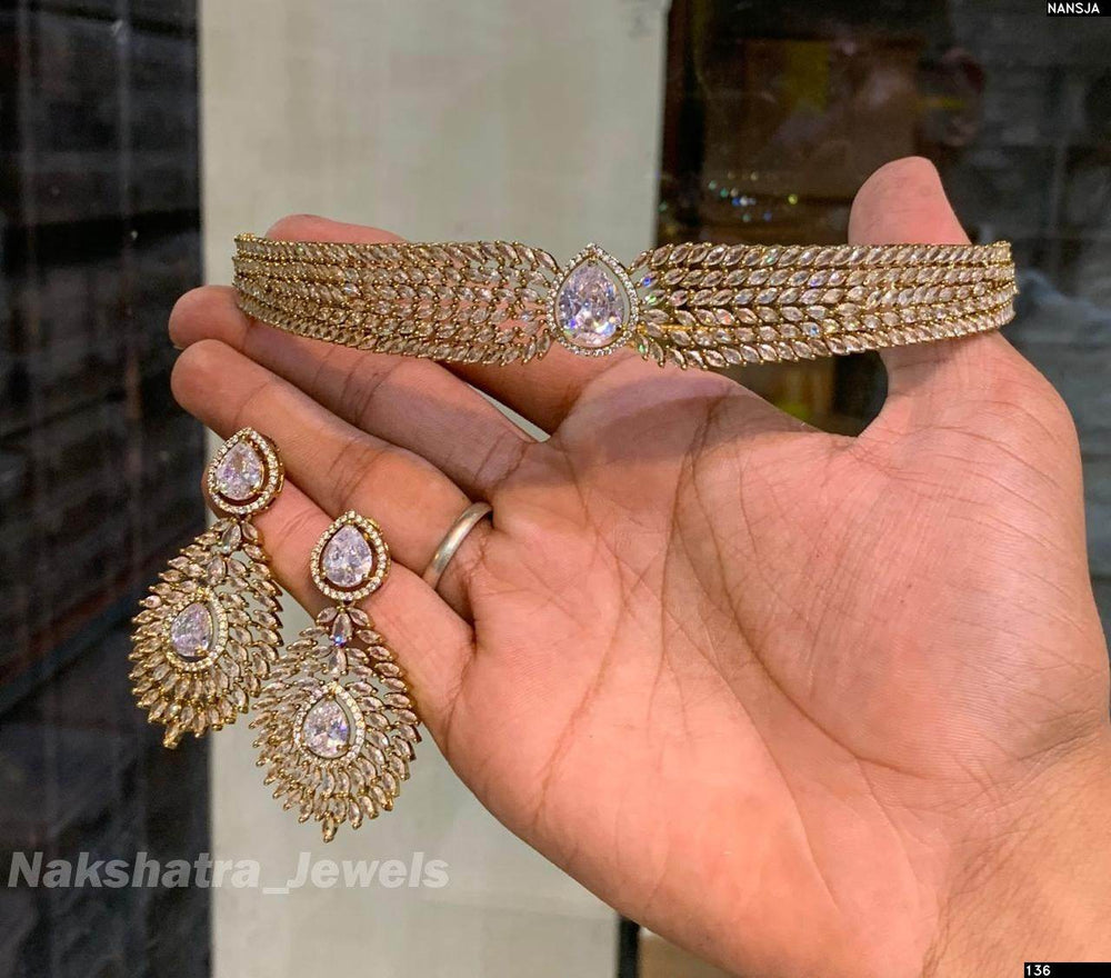 Victorian Polish AD Stones Choker - Nakshatra Jewels