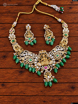 Nakshi Work with AD & Mossianite Stones Bridal Necklace
