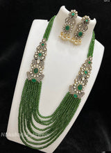 Victorian Polish AD Stones Side Pendent with Beads Haram - Nakshatra Jewels