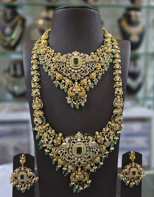 Nakshi Work with AD and Kempu Stones Bridal Combo Set
