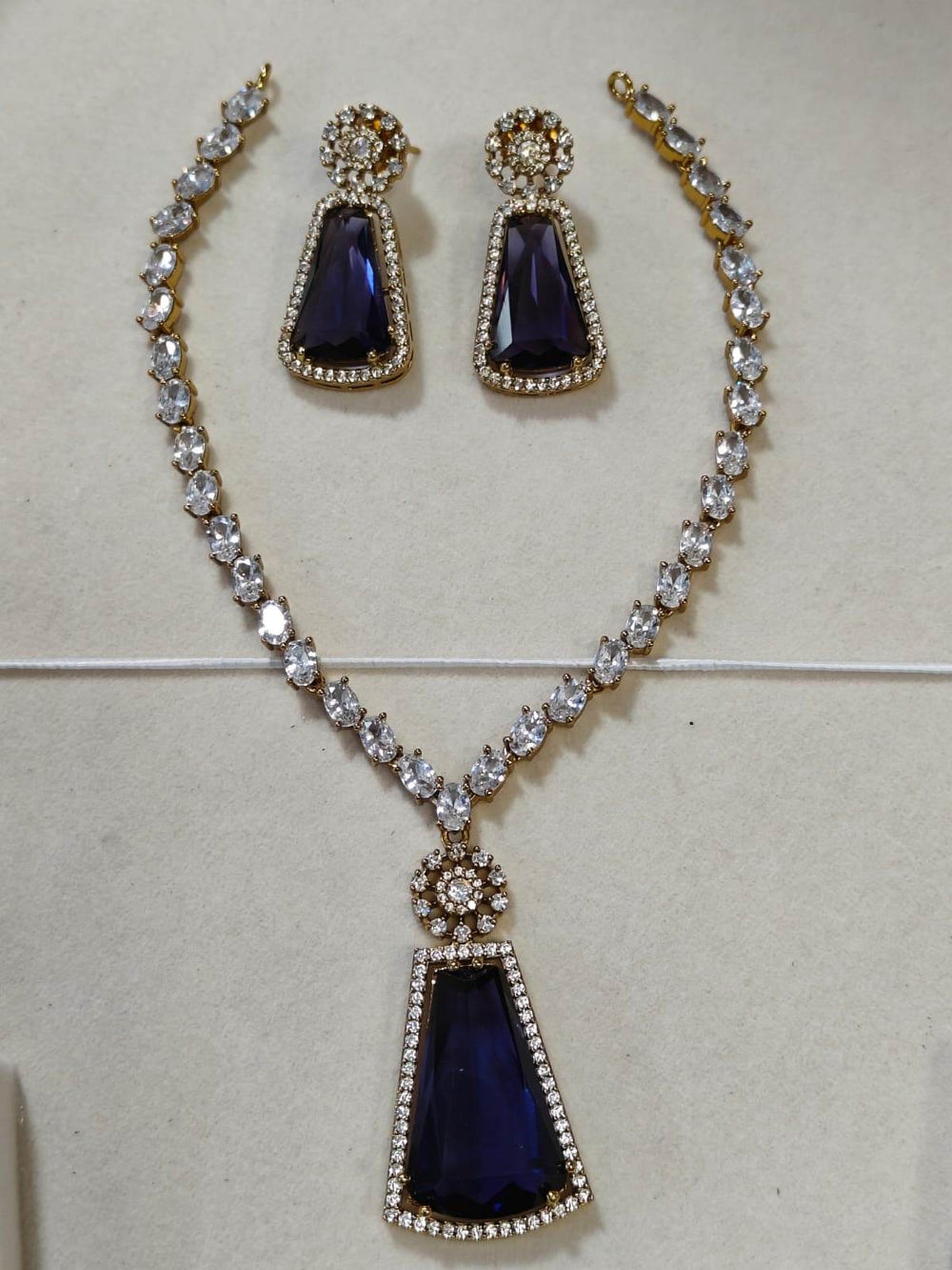 Victorian Polish with AD Stones Necklace - Nakshatra Jewels