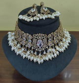 Victorian Polish with AD Stones Bridal Choker - Nakshatra Jewels