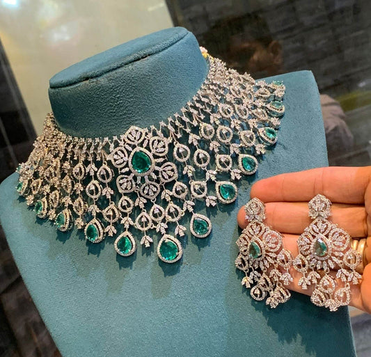 Moissanite & AD Stones Bridal Choker - Nakshatra Jewels