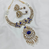 Victorian Polish with AD & Moissanite Stones Necklace - Nakshatra Jewels