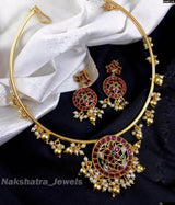 Premium Matt with Kempu Stones Kante Necklace - Nakshatra Jewels
