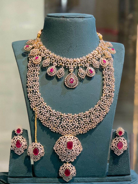 American Diamond Stones Bridal Combo Set - Nakshatra Jewels