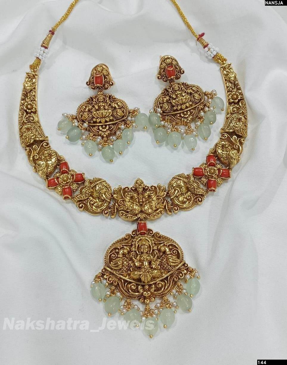 Nakshi work with Coral Beads Necklace