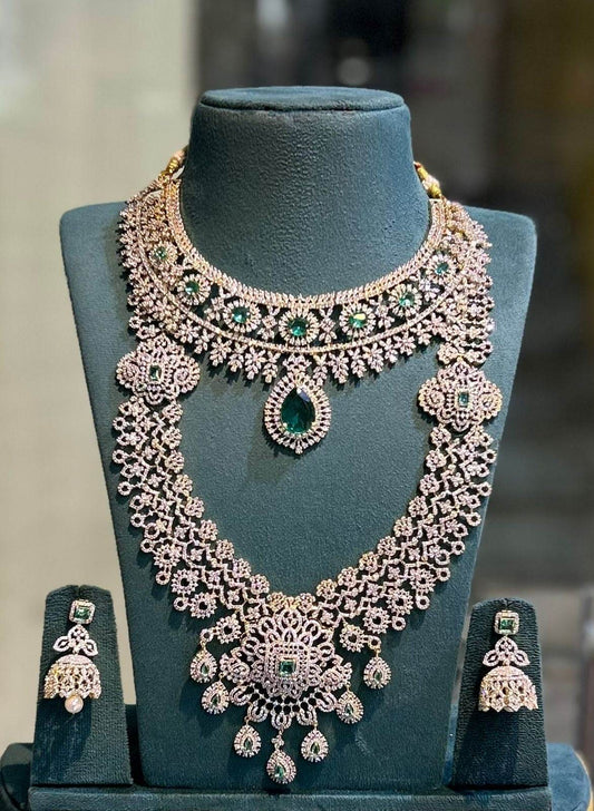 American Diamond Stones Bridal Combo Set - Nakshatra Jewels