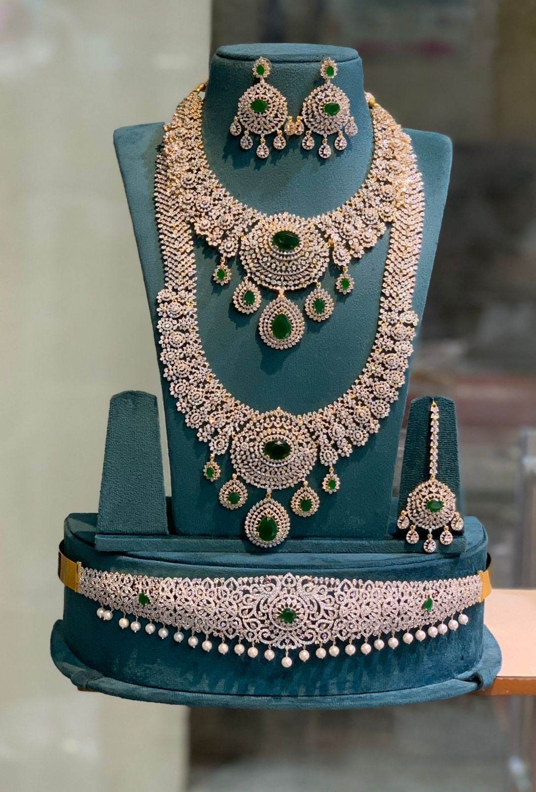 American Diamond Stones Bridal Combo Set