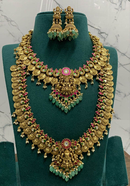 Nakshi Work with Jaadu Kundan Stones Bridal Combo Set - Nakshatra Jewels