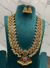 Nakshi Work with Kundan & Kempu stones Bridal Haram - Nakshatra Jewels