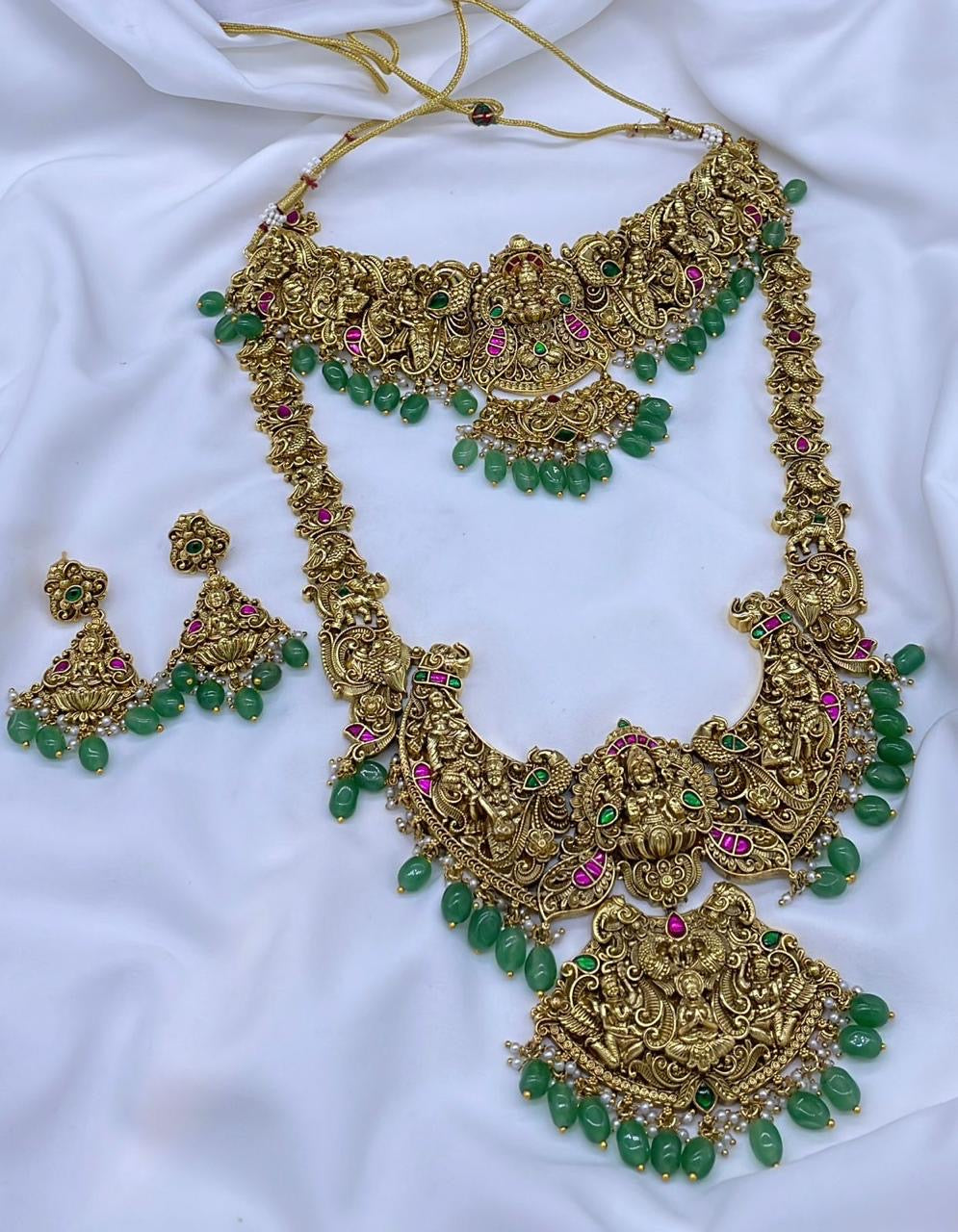 Nakshi Work with Kundan and AD Stones Bridal Combo Set