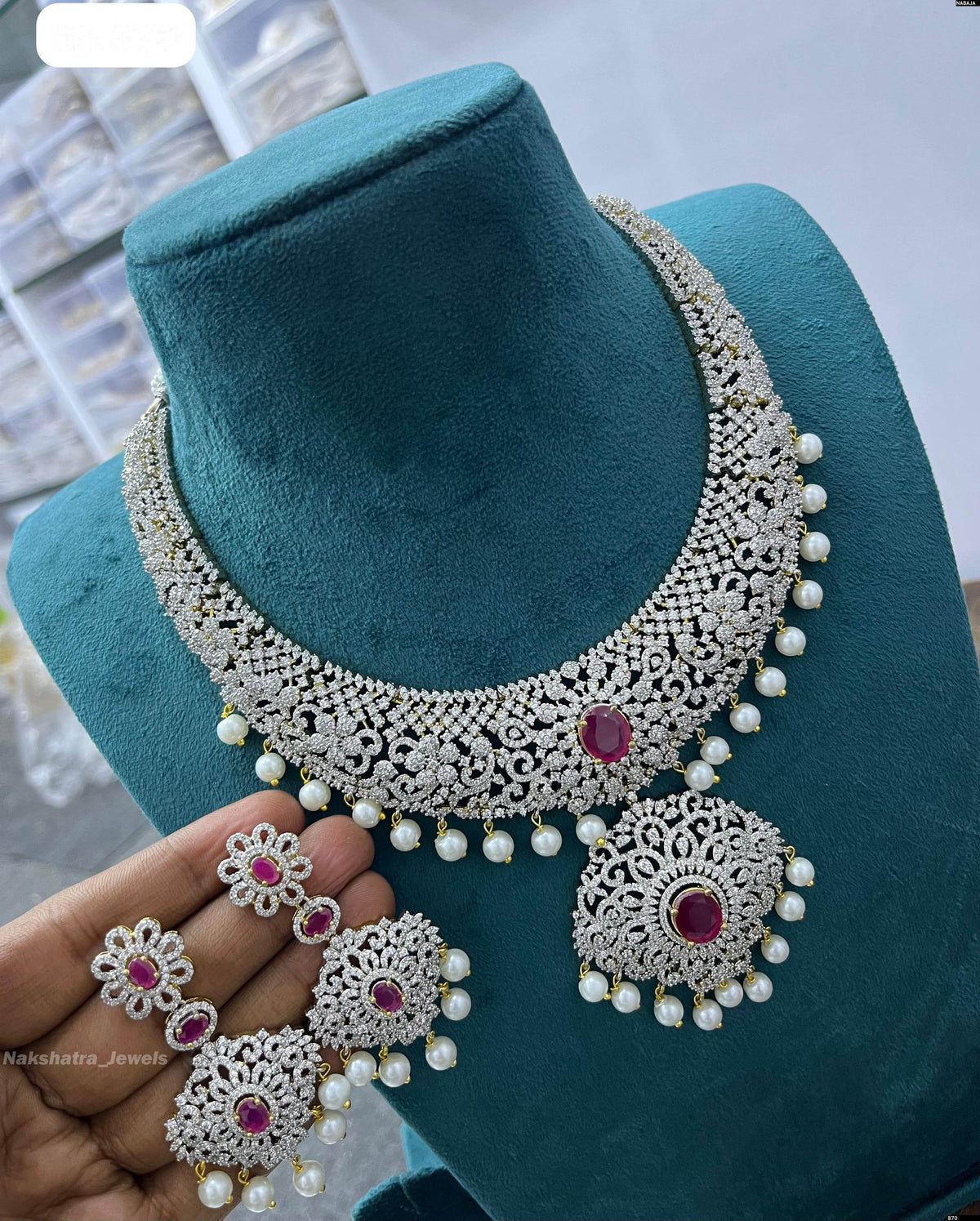 American Diamond Stones Bridal Necklace