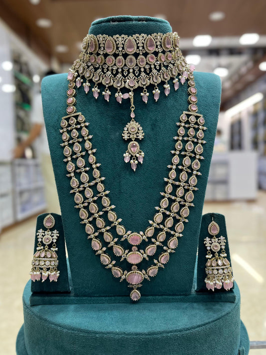 Victorian Polish with AD stones Bridal Set