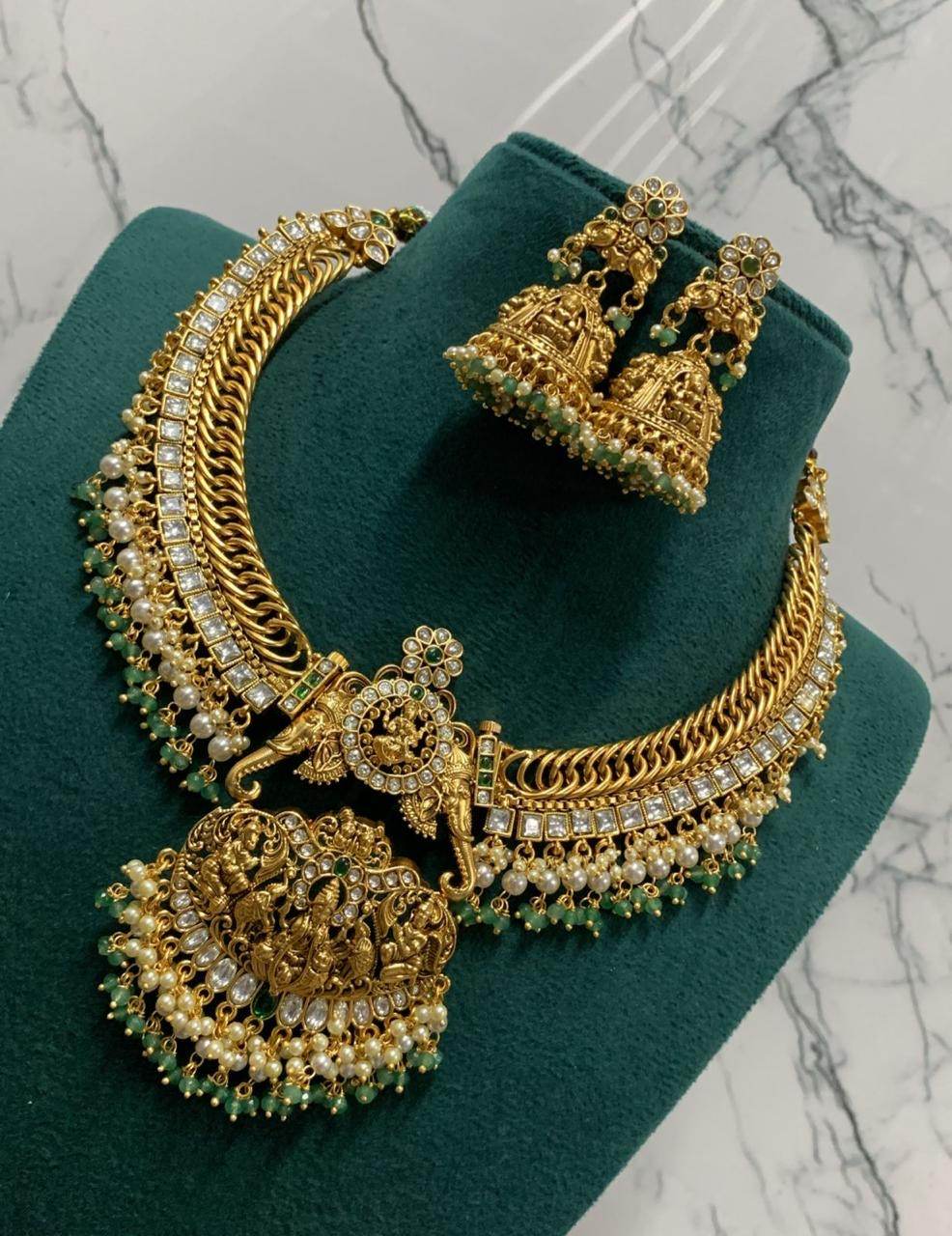 Nakshi Work with Jaadu Kundan Stones Bridal Necklace - Nakshatra Jewels