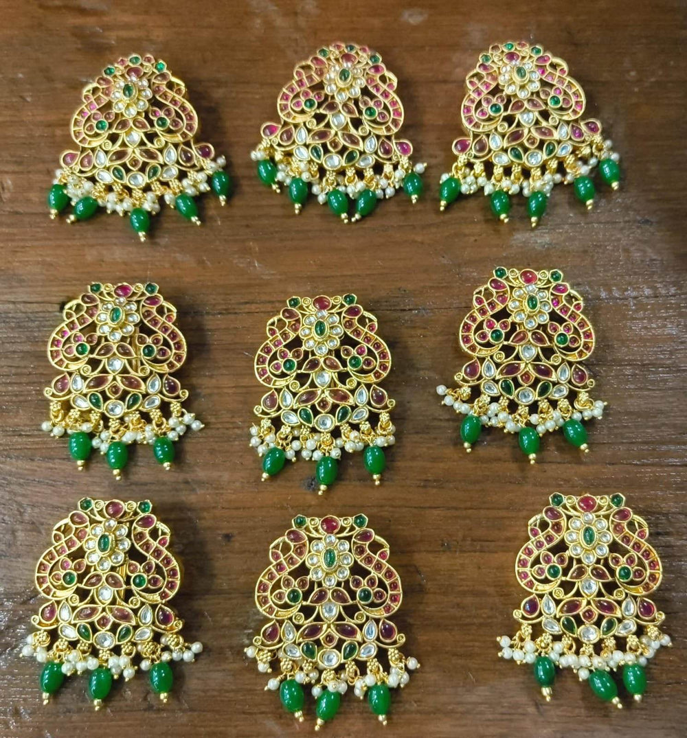 Hair Accessories (Premium Matt with Kempu Stones) - Nakshatra Jewels