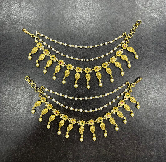 Premium Matt with Kempu Stones Ear Chains